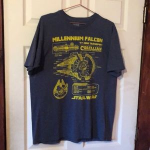 Star Wars Millennium Falcon Gray Graphic T-Shirt Mens XL